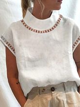 Cotton And Linen Lace Shirts Tops