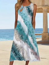 Crew Neck Linen Loose Vacation Dresses