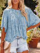 Cutout Floral Baby Shirt Loose Short Sleeve Chiffon Tops T-shirts