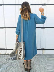 Button down long sleeve shirt shift dress