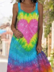 Casual A-Line Crew Neck Gradient Dresses