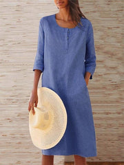 Casual 3/4 Sleeve Crew Neck Dress summer maxi dresses for women