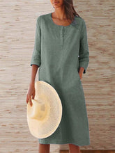 Casual 3/4 Sleeve Crew Neck Dress summer maxi dresses for women