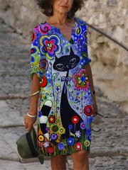 As Picture Shift Half Sleeve Dresses