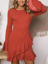 Elegant Round Neck Ruffles Casual Dress