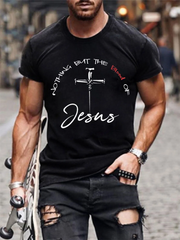 Easter Cross Letter Print Men's Casual Short Sleeve T-Shirts