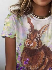 Easter Loose Casual Crew Neck T-Shirts
