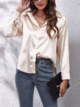 Elegant Satin women plain fashion long sleeve blouses