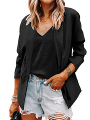 Elegant one button plain long sleeve blazers coats