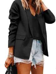 Elegant one button plain long sleeve blazers coats