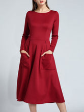 Double Pockets Elegant A Line Dress