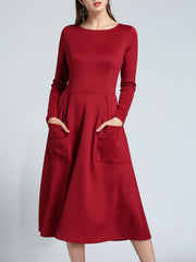 Double Pockets Elegant A Line Dress