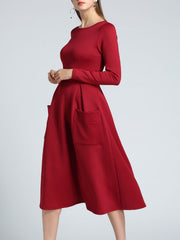 Double Pockets Elegant A Line Dress