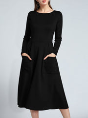 Double Pockets Elegant A Line Dress