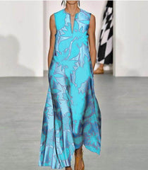 Fashion Printed V-Neck Maxi Dresses