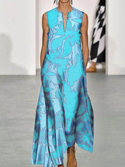 Fashion Printed V-Neck Maxi Dresses