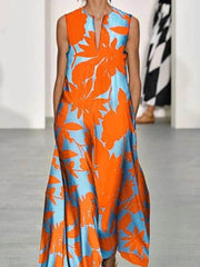 Fashion Printed V-Neck Maxi Dresses