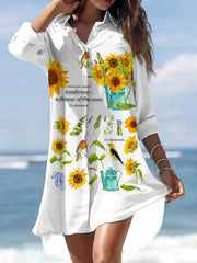 Fashion romatic women turn down neck irregular hem shift dresses