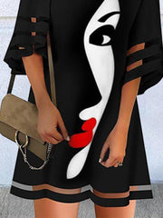 Casual Crew Neck Abstract Printed Holiday Dresses