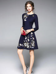 Embroidered Slim Fit Mini Dress