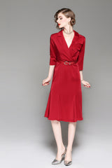 Autumn New Fashion Lapel Belt Skater Dresses