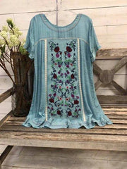 Casual O-Neck Cotton Shirts & Tops