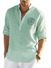 Men's Plain Linen Loose Long Sleeve Shirt