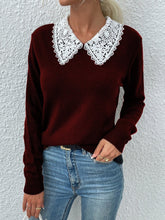 New Knit Lace Collar Plain Pullover Sweet Sweaters