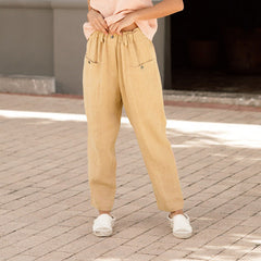 Daily Casual woman long cotton and linen long pants