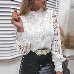 Fashion Pure Lace Long sleeve Blouses