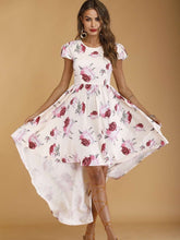 Fashion Print Round neck Short sleeve Skater Dresses