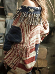 Fashion Purl Gored Knit Long sleeve Cardigan