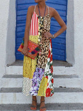 Fashion Casual Vest Gored Print Round neck Sleeveless Maxi Dresses