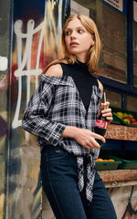 Women Plaid Gored Blouses