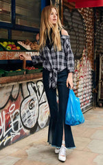 Women Plaid Gored Blouses