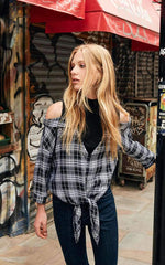 Women Plaid Gored Blouses