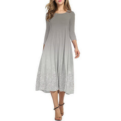 Women's Printed Gradient Long Sleeve Shift Dresses