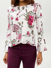 Fashion Print Round neck Long sleeve Blouses