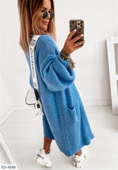Soft warm plain long sweater cardigans women coats