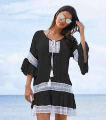 Fashion Lace Gored Lacing Vacation Dresses