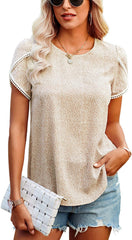 Round neck elegant lace women printed chiffon blouses