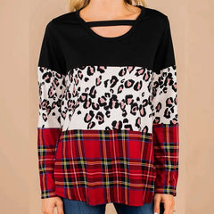 Casual Loose Gored Print Round neck Long sleeve T-Shirts
