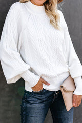 Mid Collar Loose Long Sleeve Knit Solid Color Sweaters