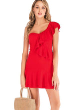 Pure Falbala Single shoulder Shift Dresses