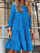 Casual Pure Gored Round neck Long sleeve Shift Dresses