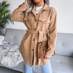 Women Single-breasted woolen coats with pockets