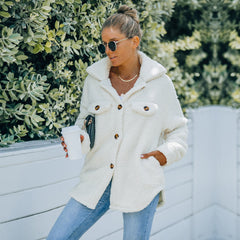 Solid Loose Lamb Faux Wool Jacket Coats