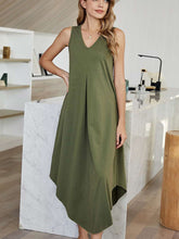 Casual Pure V neck Sleeveless Irregular Maxi Dresses