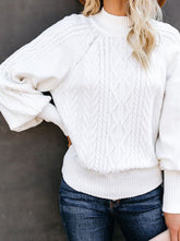 Mid Collar Loose Long Sleeve Knit Solid Color Sweaters