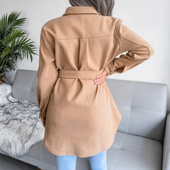 Women Single-breasted woolen coats with pockets